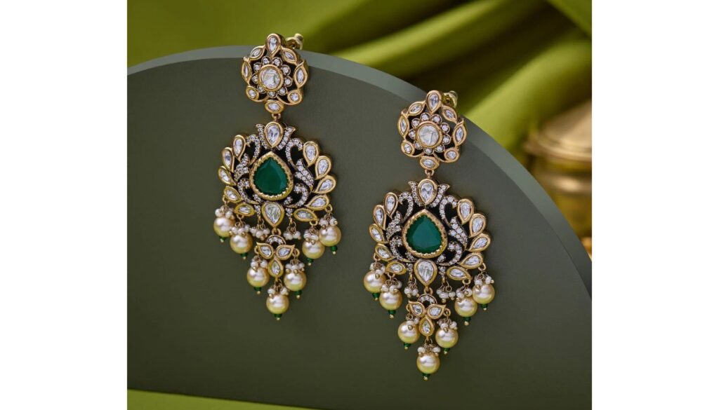ivory white kundan earring set