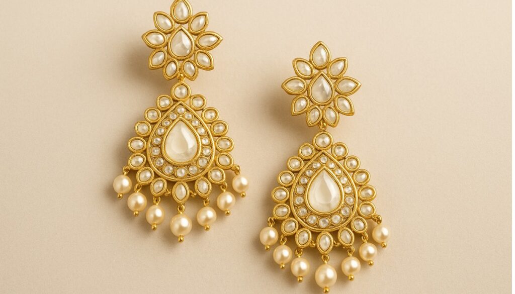 gold detailing set of kundan earring