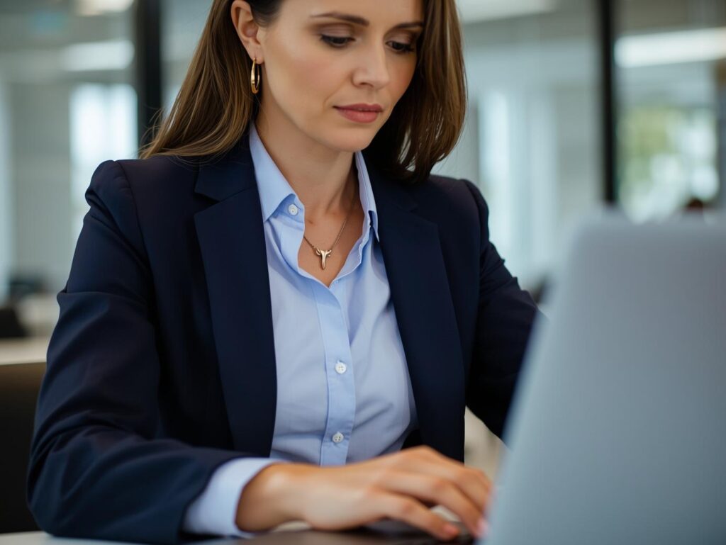 Office wear styling with gold pendant jewellery set for professional look